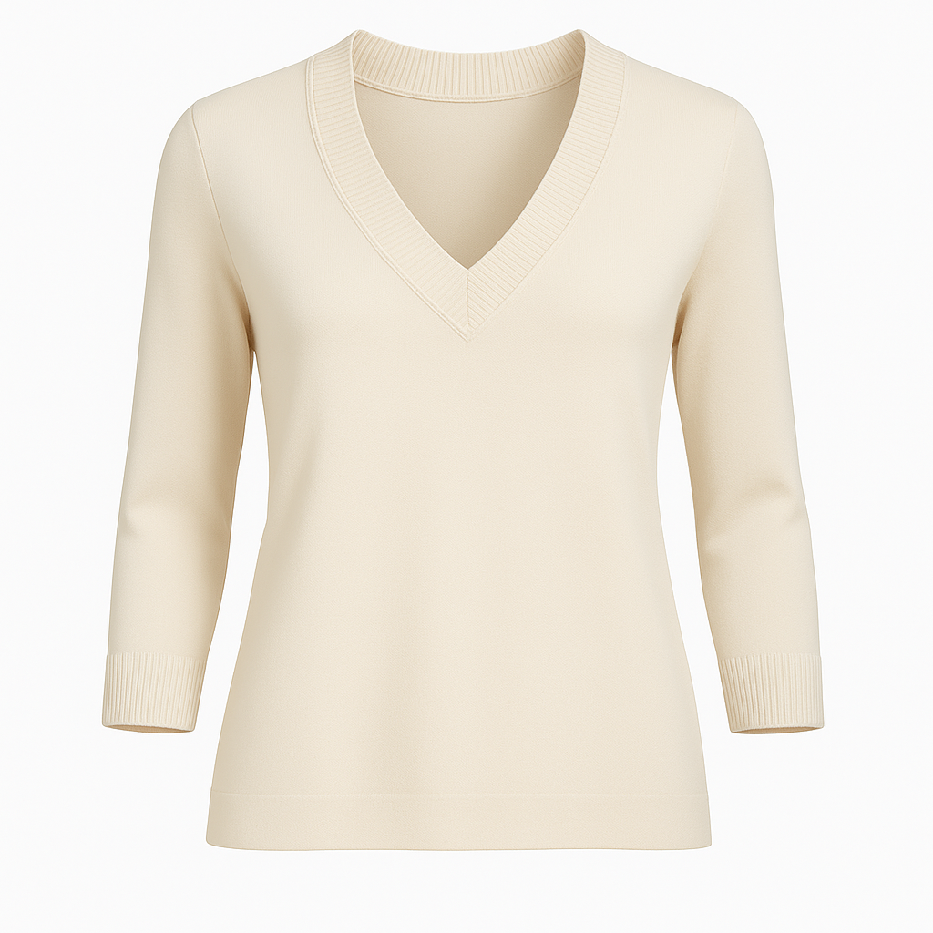 LOFT Women's V Neck Sweater Cream Size Medium Soft Slouch