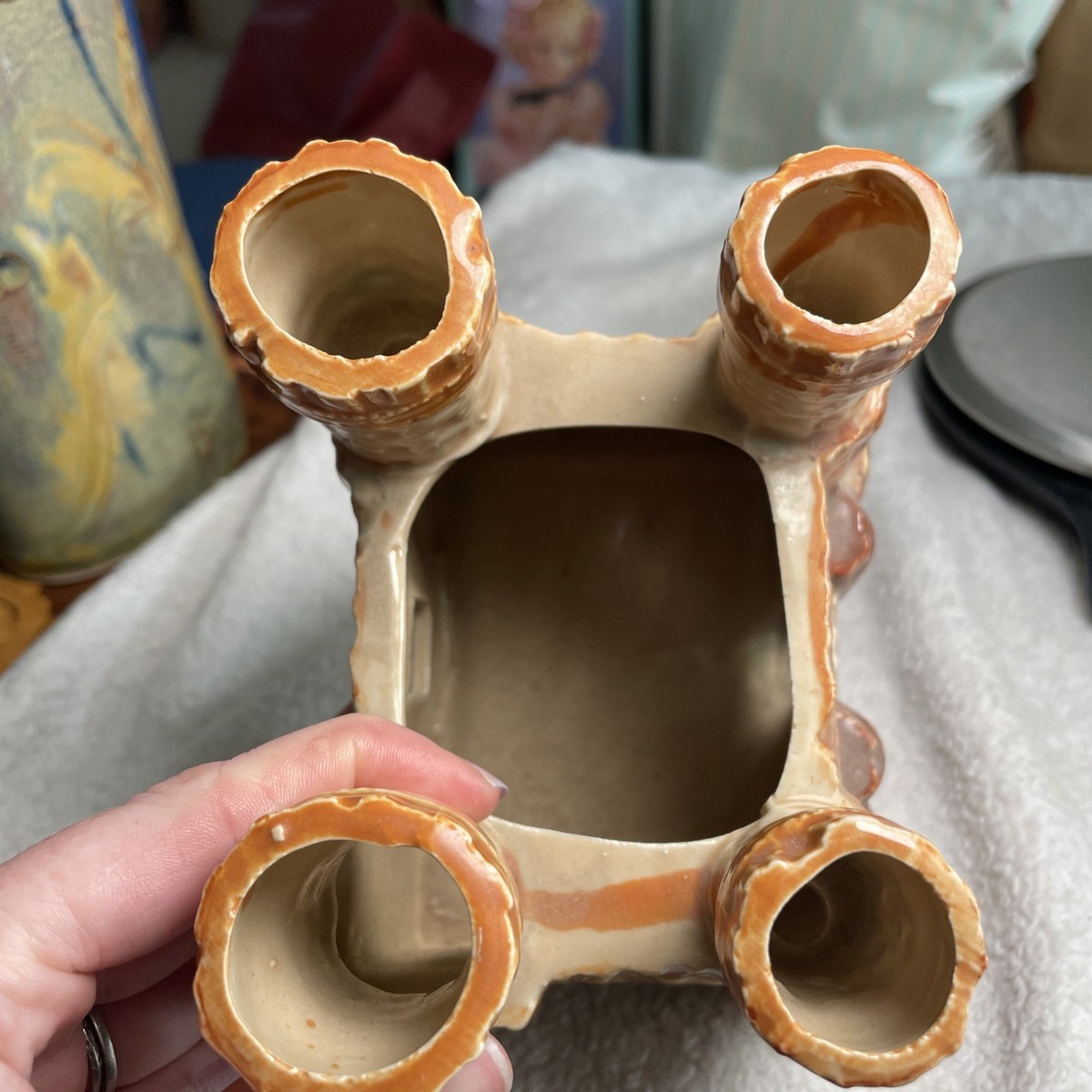 Vintage Old Antique Aquarium Fishbowl Ceramic Castle Hanaki By