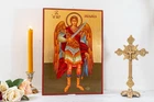 Large Christian Icon of Archangel Michael with Gold Leaf in Superior Quality