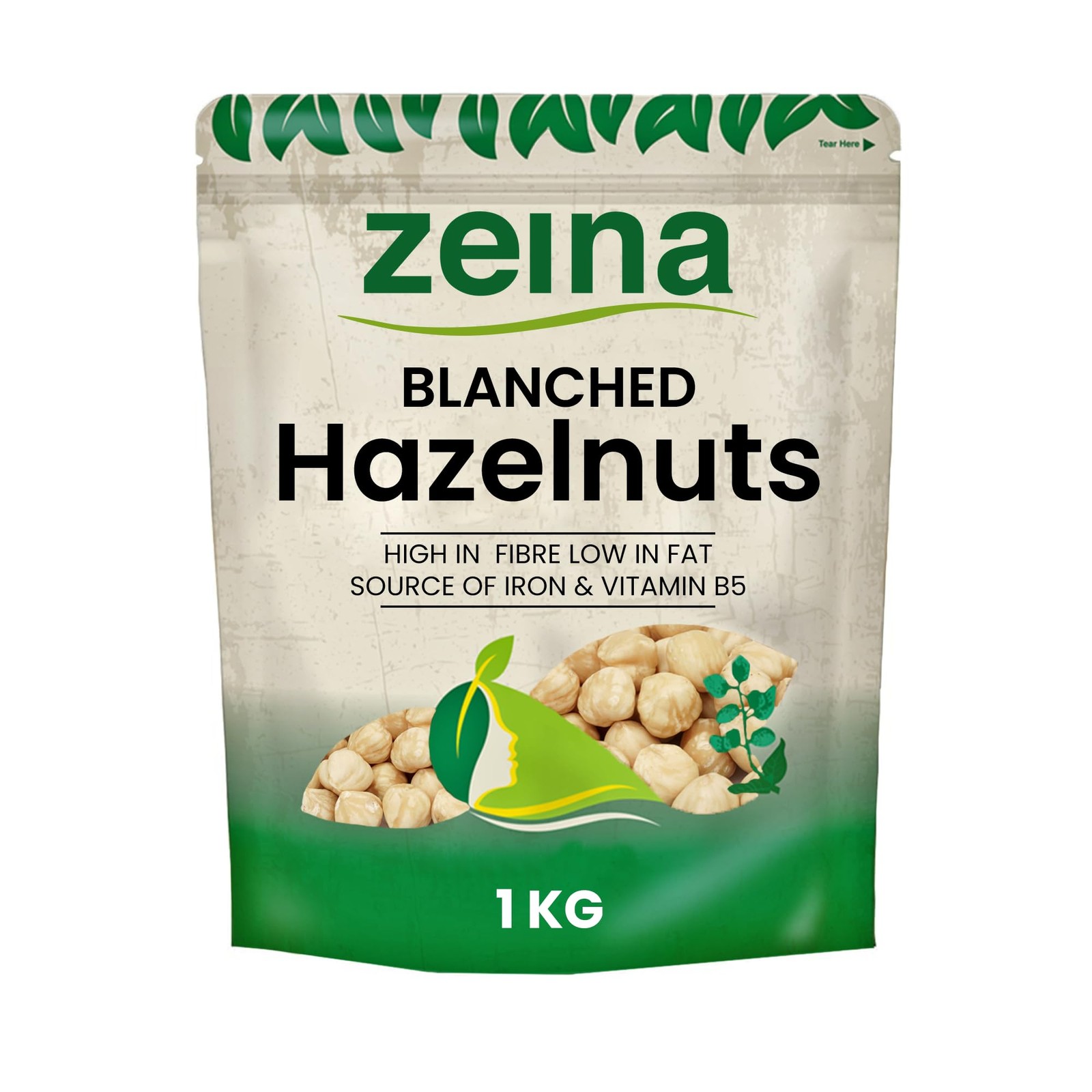 Zeina Blanched Hazelnuts (1Kg) - Gluten-Free and Vegan Approved Whole Hazelnu...