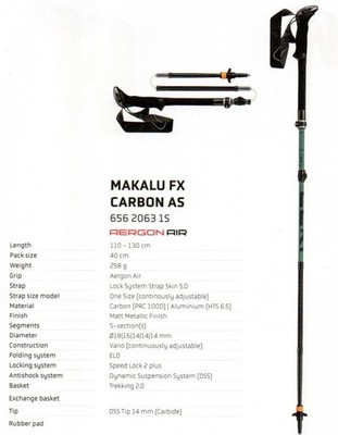 Leki Makalu FX Carbon AS Falt Wander Trekking Stöcke 65620631S