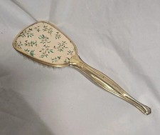 Antique Victorian Style Vanity Brush Gold Tone Floral Hair Brush Vintage RARE 