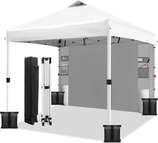 WEIZE 10x10 Pop Up Canopy Tent,One-Button Push Setup White