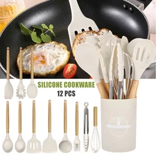 12PCS Silicone Kitchen Utensils Set Complete Kitchen Set Heat Resistant Cookware