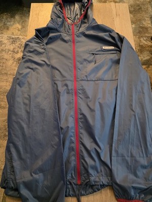 Men s Columbia Lash Point Omni Shade Jacket XL Blue w/Red Zipper & Hood Piping