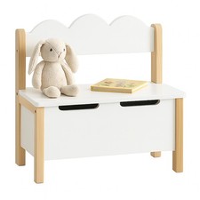 Kinderbank Kindertruhenbank Kindersitztruhe Kinder Sitzbank mit Stauraum wei&szlig;