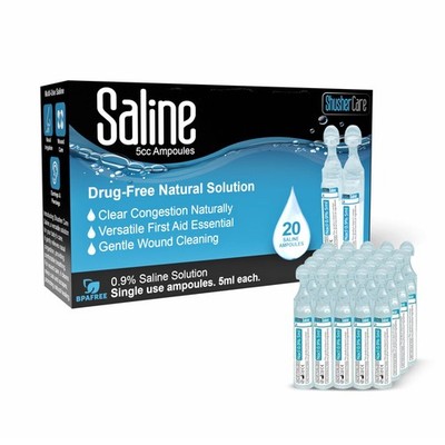 Shusher Care Saline Ampoules - Solution, 20 Count (Pack of 1), Clear