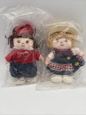 2000 CAMPBELL SOUP KIDS BOY CHEF  GIRL STRAW HAT FABRIC BEAN BAG DOLLS 8" TAGS