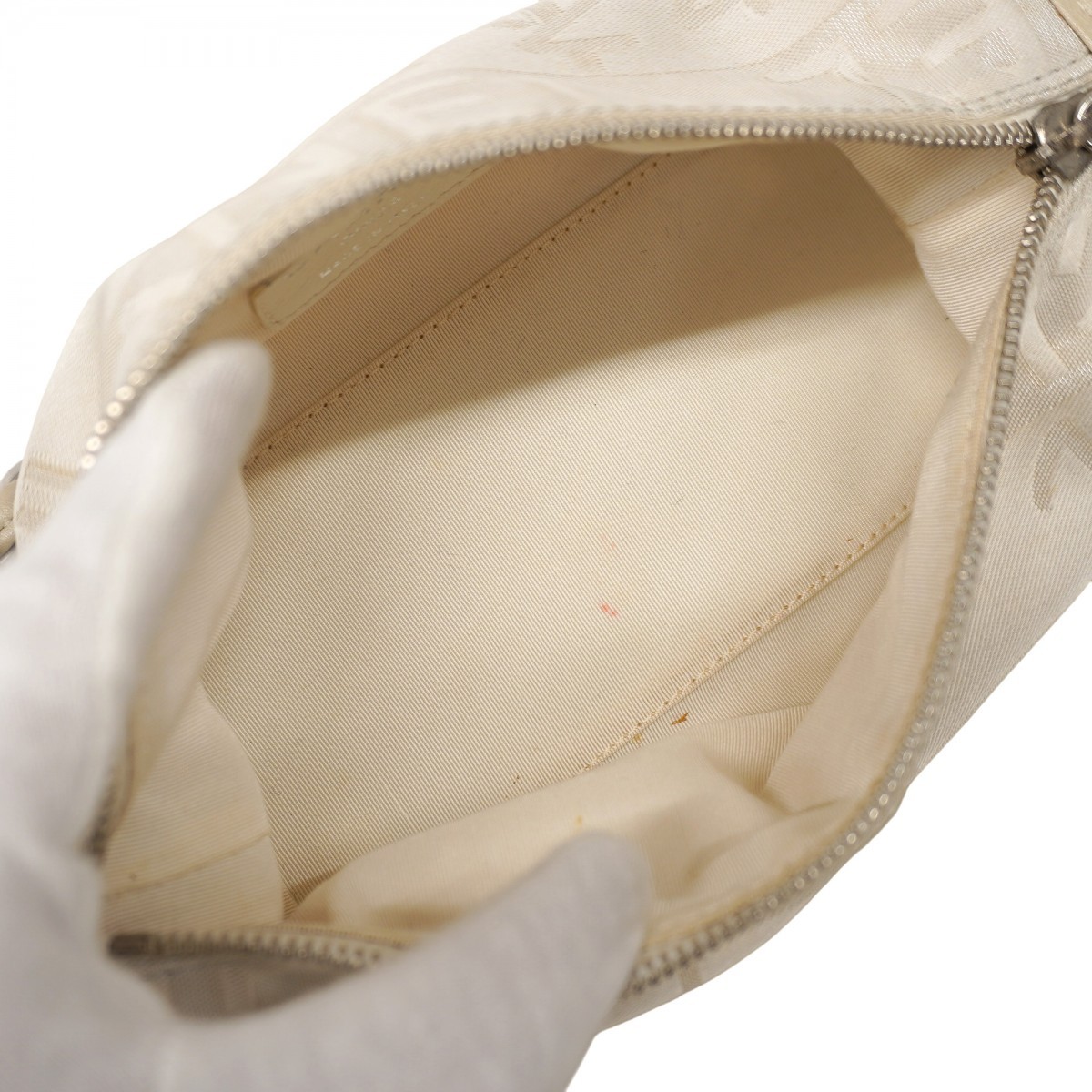 Auth [6ba1011-k] CHANEL Handbag Canvas White Silver metal fitting [Pre-owned... thumbnail 4