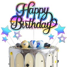 Happy Birthday Cake Toppers for Girls Boys, Colorful Birthday Cake Topper | G...