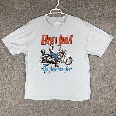 Bon Jovi Shirt Mens Medium Blue The American Tour Motorcycle