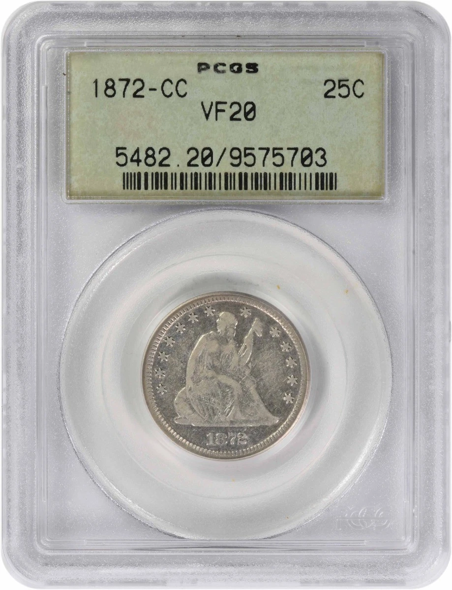 1872-CC Liberty Seated Silver Quarter VF20 PCGS