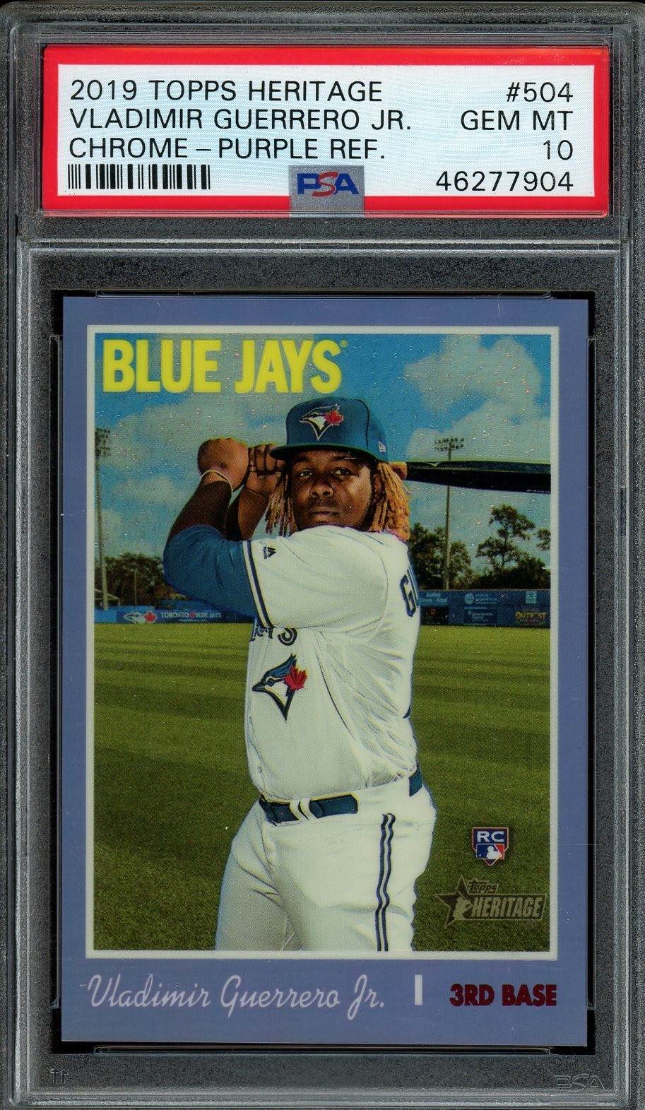 Vladimir Guerrero Jr. 2019 Topps Heritage Chrome Purple Refractor RC PSA 10