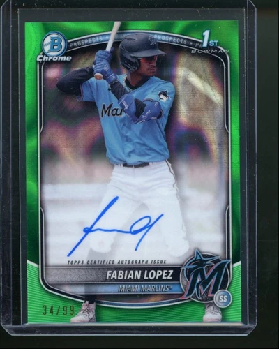 2025 Bowman Chrome Fabian Lopez #CPA-FL Green Lava Auto /99 Marlins