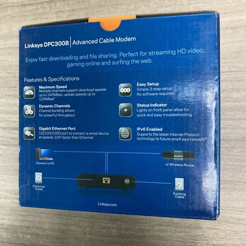 Linksys DPC3008 Advanced Cable Modem DOCSIS Comcast Certified Only Easy Setup - 第 3/10 張圖片