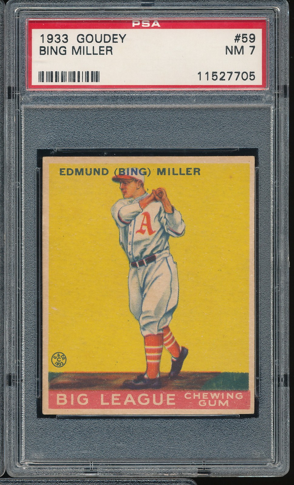 1933 Goudey Edmund Bing Miller #59 PSA 7 - A's