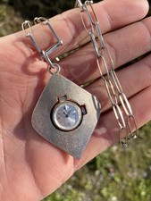 Art Decó Lorenz Edox Silver 0,835 Pendant watch necklace 1960s