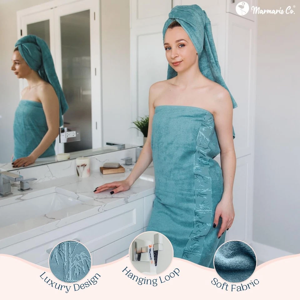 Juego de 2 toallas de baño súper suaves de lujo - viscosa premium derivada de bambú y T Foto 3 de 4