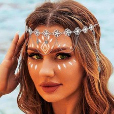 Fstrend Belly Dance headpiece Silver Coin Gypsy Costume Headband for