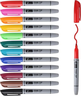 TOWON Permanent Markers 12 Assorted Colors - Waterproof Colored Fine Tip Pens...