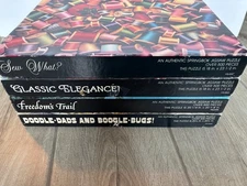 Lot 4 COMPLETE Vtg Springbok 500 pc: Boogle-Bugs Freedom Trail Sew What Elegance