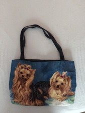 Small Dog Tote Bag Yorkshire Terrier Tapestry Weave Black Inside Cute Carrier