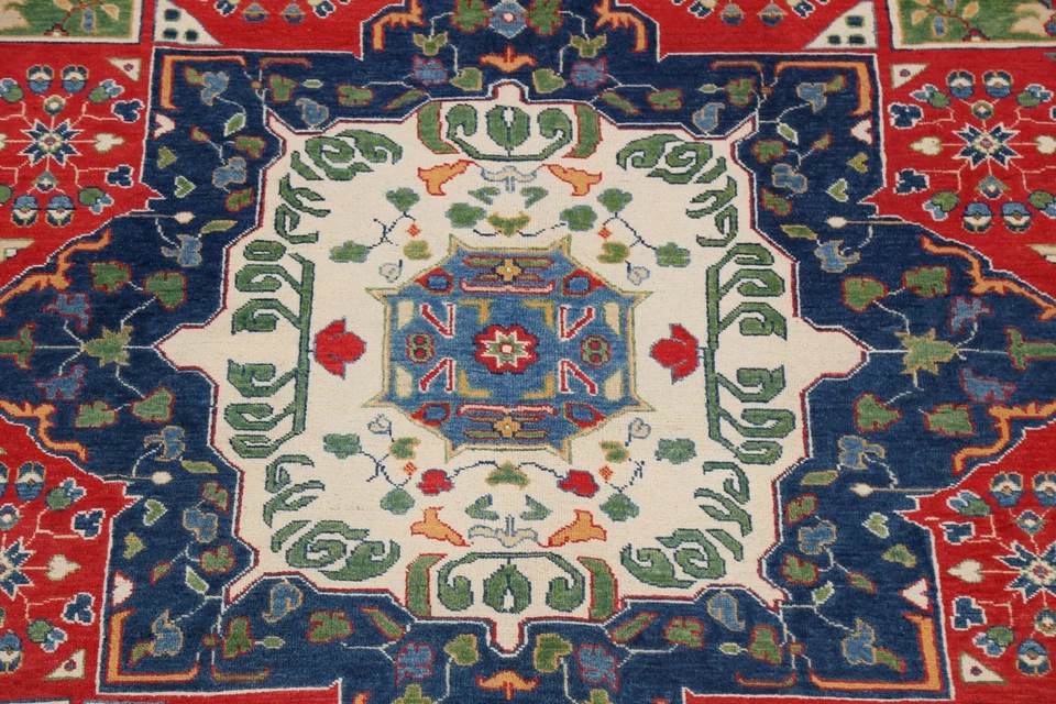 Vegetable Dye Super Kazak Oriental Area Rug Hand-knotted RED Home Decor 7'x10' - Image 4 of 4
