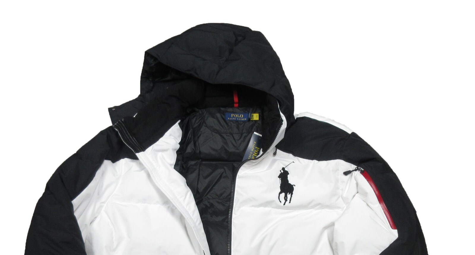 Polo Ralph Lauren Piumino Uomo Grande & Alto Bianco Nero Grande Pony Puffer