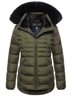 Navahoo Damen Winterjacke mit Kapuze Teddyfell Steppjacke Winter Jacke Warm Frau