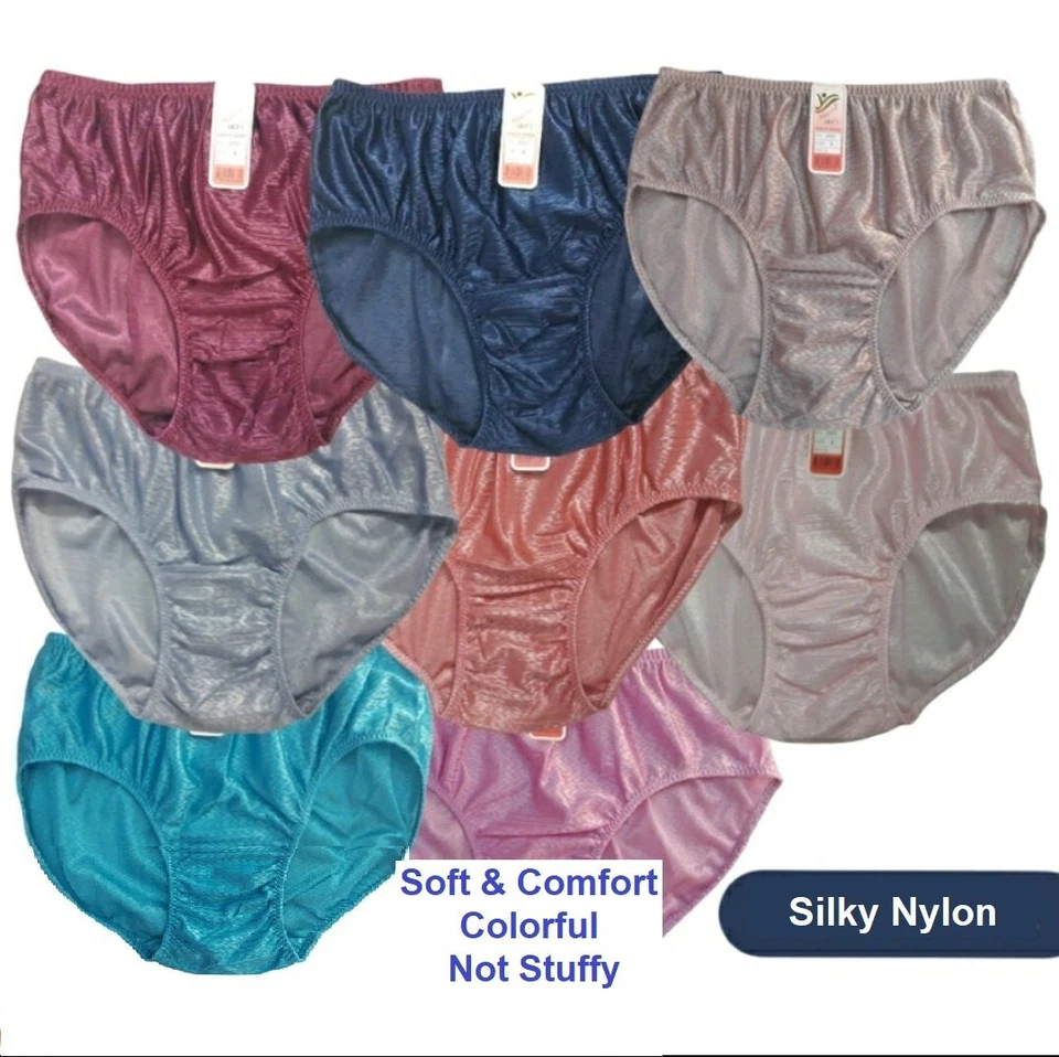 6 bragas de nailon vintage refuerzo sedoso abuela mujer setas ropa interior talla grande LL Foto 4 de 4