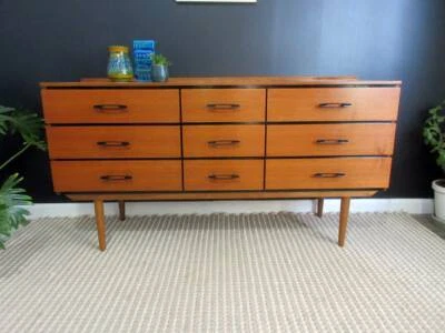 Fully Restored Vintage Danish Inspired Low Lying Drawers