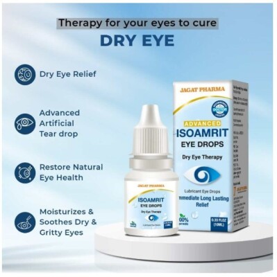 Pack of 3 X Jagat Pharma ISOAMRIT Ayurvedic Eye Drops for Dry Eyes- 10ml