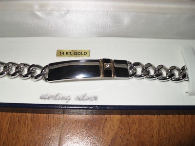 Dolan Bullock Herren Sterling Silber/14K. Gold ID. Armband, schönes Stück L@@K