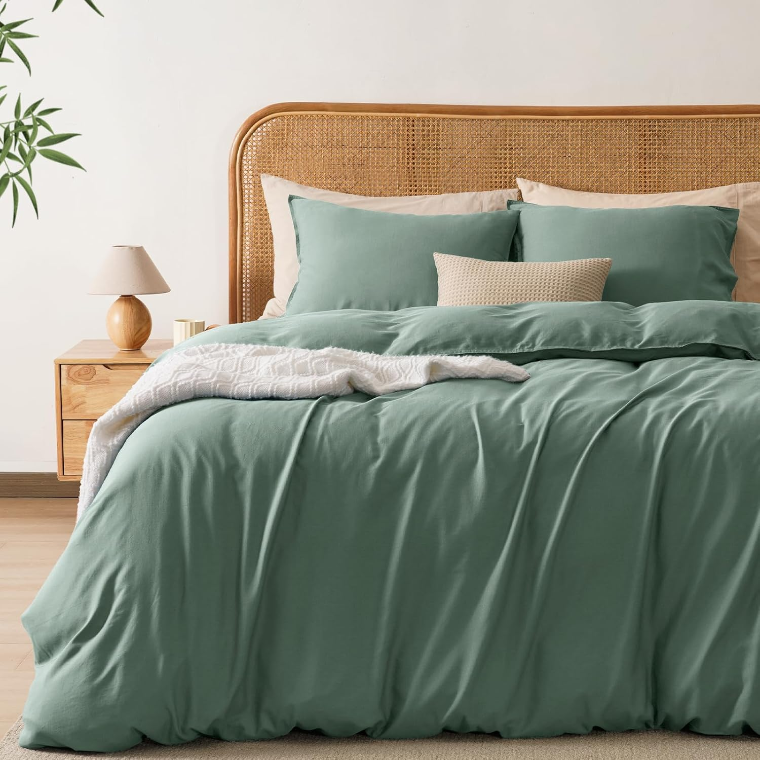 Breathable Queen Linen Duvet Cover - 85% Bamboo Rayon & 15% Linen-image
