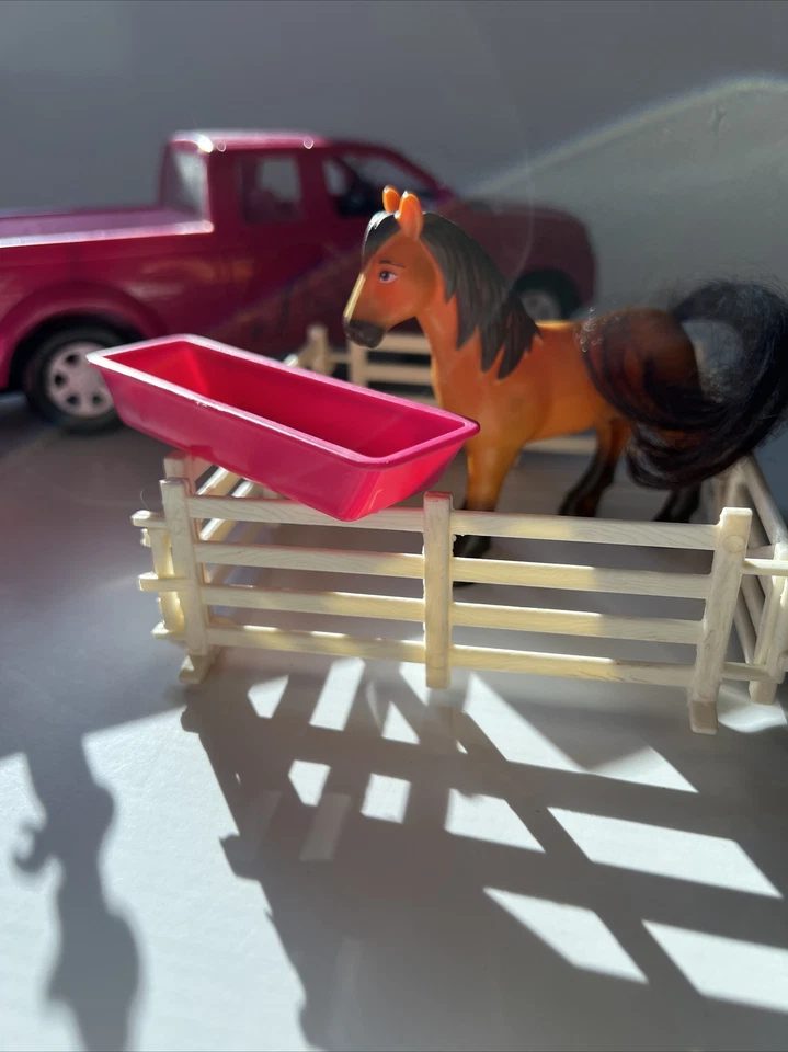 Star Horse Pink Pickup Truck & Trailer “New Ray” Farm Ranch Toy Vehicle Cowgirl - Image 2 of 4