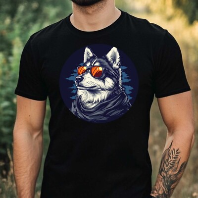 Men's Husky Sunglasses Cotton T-Shirt Size XS to 5XL