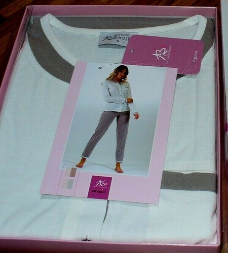 pigiama donna BASILE giacca e pantalone cotone Tg M BEIGE GRIGIOPANNA  art.3601 | eBay