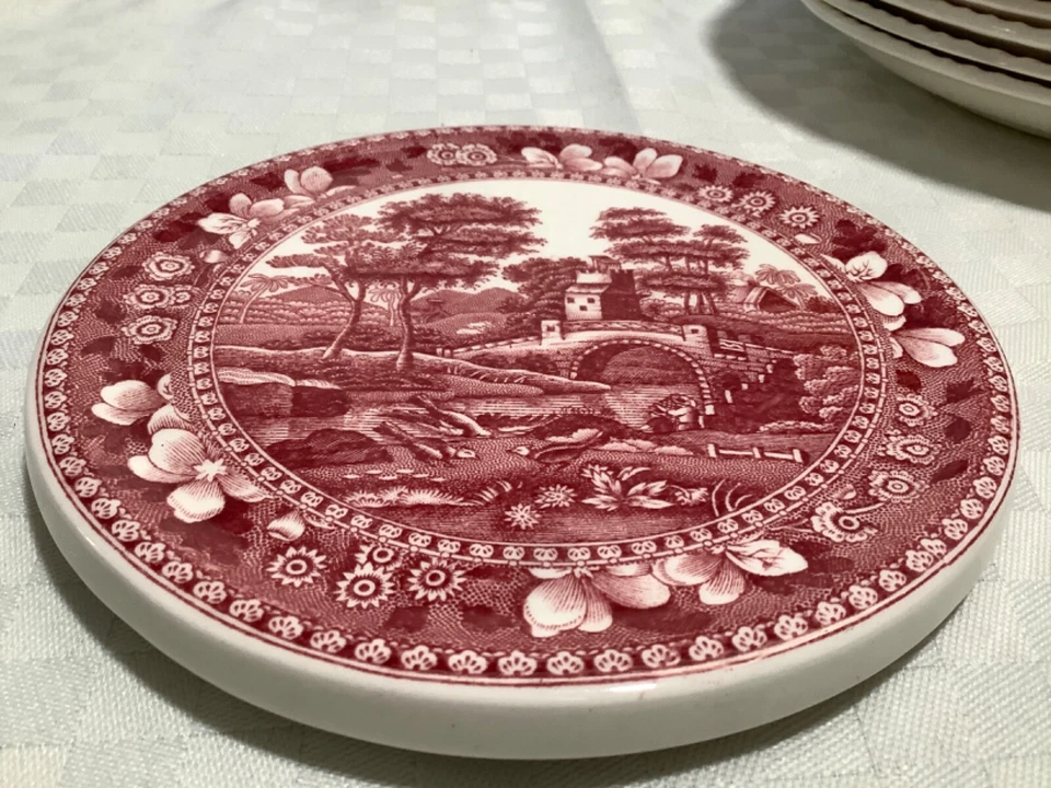 "Sello ovalado de remache redondo Copeland Spode Tower rosa 5 7/8"" Inglaterra RARO" Foto 2 de 4