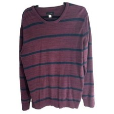 Structure Vintage Mens Long Sleeve Slim  Fit Sweter Shirt Burgundy Size Large
