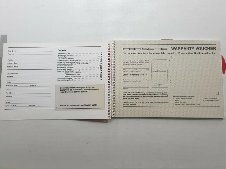 Serviceheft Warranty&maintenance Porsche 911 930 944/turbo 928/S4 first print 88 - Bild 3 von 4