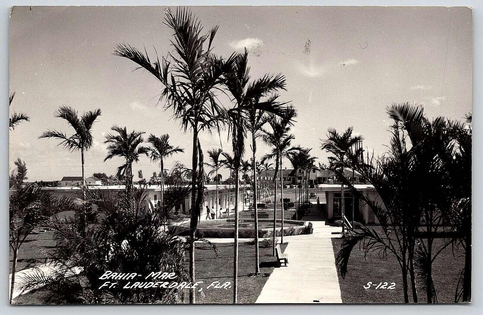 Vintage Old Antique Postcard Bahia-Mar Palm Trees Fort Lauderdale Florida USA