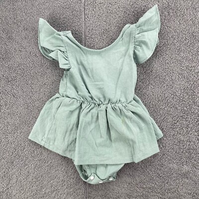 NEW PatPat Ruffle Sleeve Flounced Ruffled Bottom Button Romper 6-9M