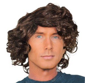 Dark Brown Men S Curly Fancy Dress Wig Middle Parting Ebay