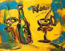 DRINKING TIME BY Mark Kazav  Abstract Modern CANVAS Original Oil Painting  WTu6u