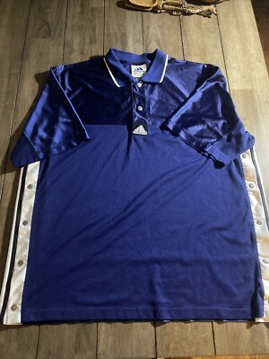 Adidas Snap Button Shooting Navy Basketball Warm Up Jersey Vintage Mens XL