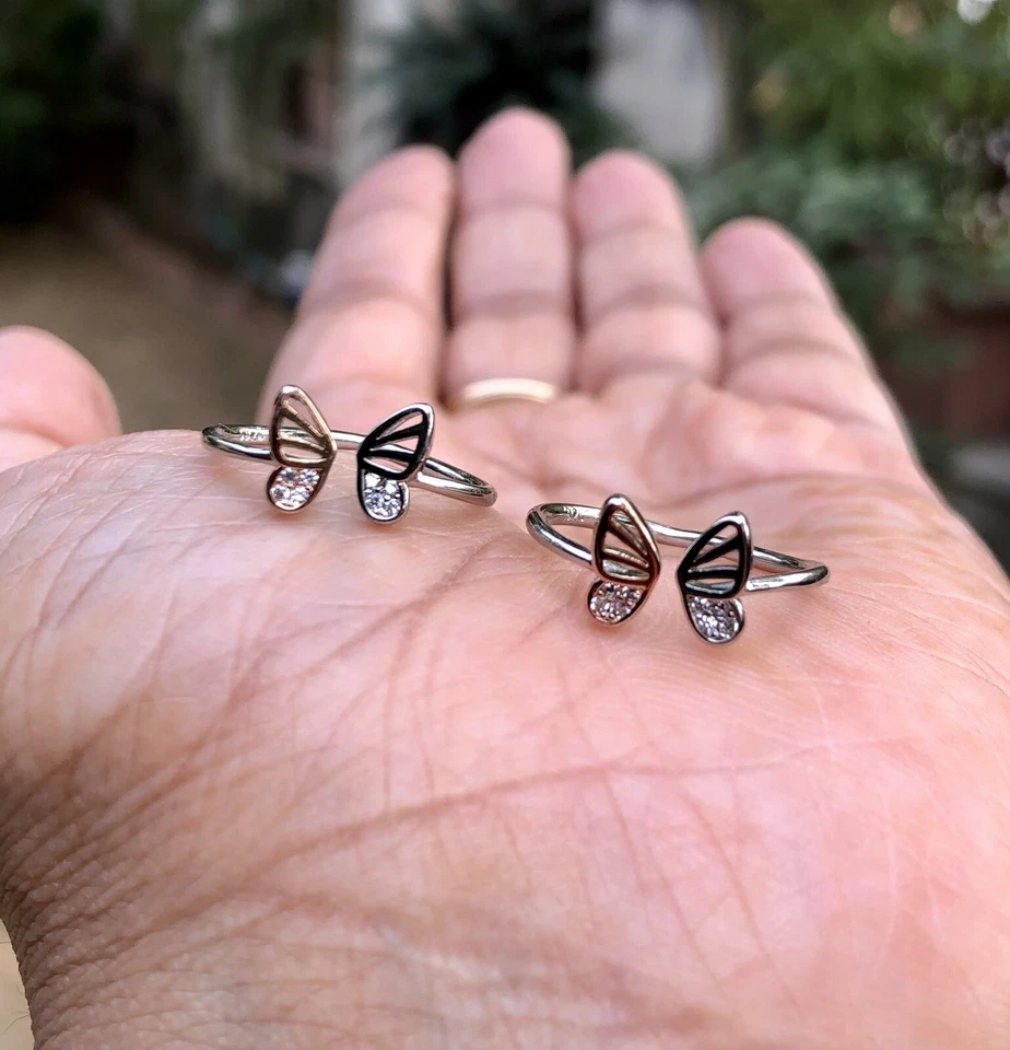 2 Stück 925 Sterling Silber + cz Zehenringe verstellbar, hochglanzpoliert, ve... - Bild 2 von 4