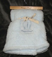RUGGED BEAR BABY BOY BLANKET BLUE SOFT PLUSH SHERPA NEW
