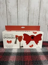 Sophisti-Clean Valentine’s Day Red Quick Dry Bow Sponges Set of 4 NIB