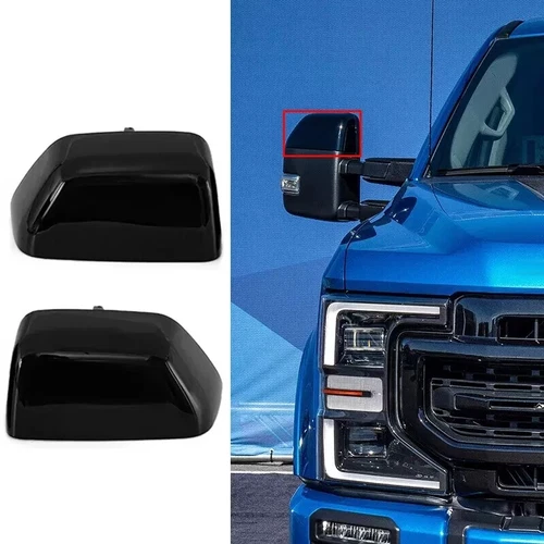 Black Mirror Cover Cap Set LH & RH For 2017-2022 Ford Super Duty F250 F350 F450