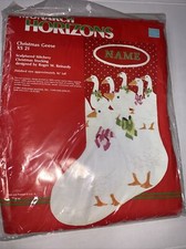 Monarch Horizons Christmas Geese Sculptured Stitchery Stocking Kit 1984 Adorable